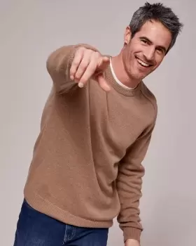 Image of Cotton Traders Mens Lambswool-Rich Jumper in Beige