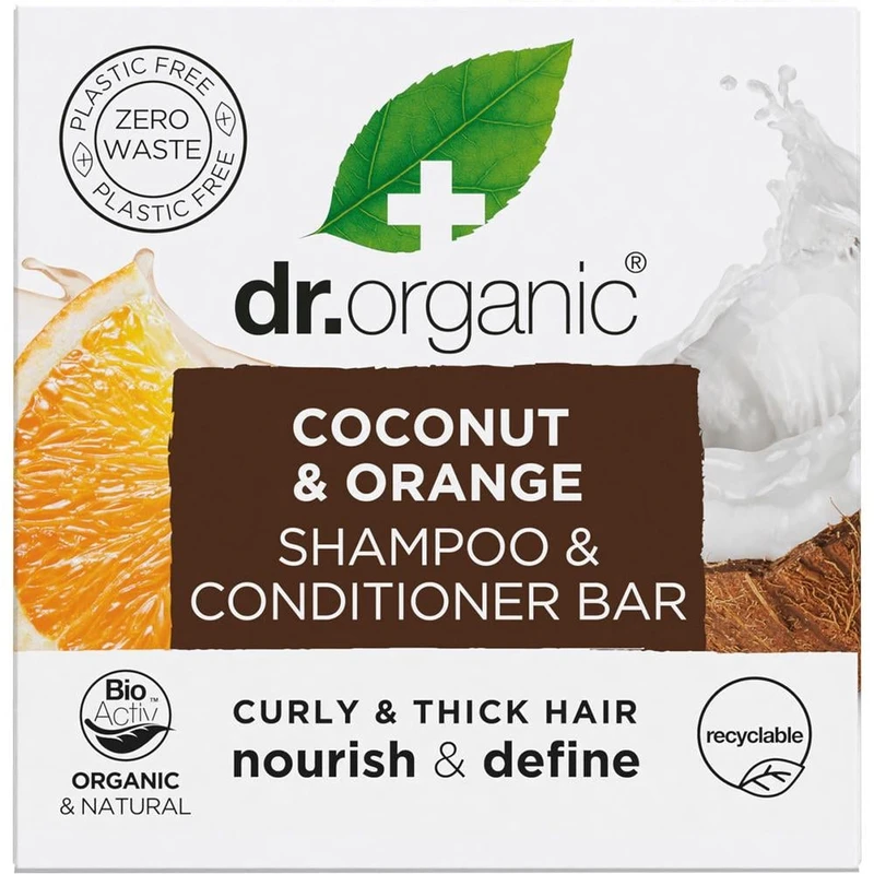 Image of Dr. Organic Coconut and Orange Shampoo and Conditioner Bar 75g