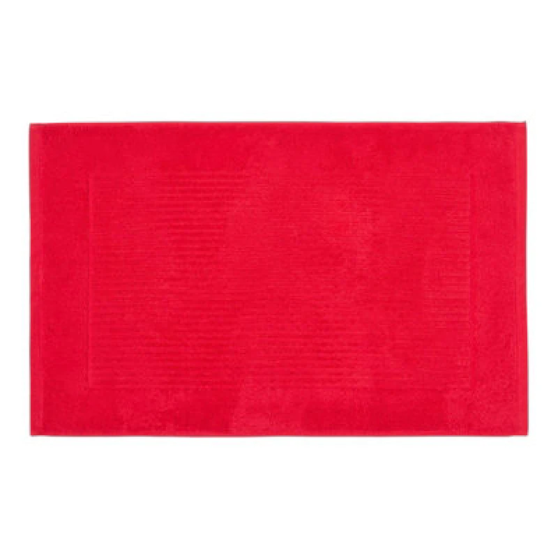 Image of Homescapes Imperial Plain Cotton Bath Mat Red