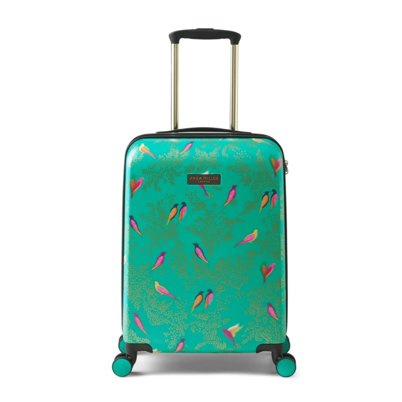 Image of Sara Miller Small Trolley Spinner Suitcase - Green birds Small Trolley Spinner Suitcase - Green birds - 54(h) x 36(w) x 20(d) cm - Green Birds - SMH01