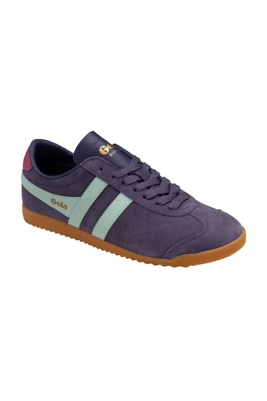 Image of Gola Classics Womens 'Bullet Suede' Lace-Up Trainers in Plum Size: 3 Plum Female 3