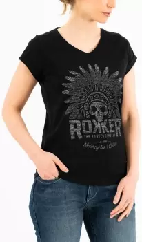 Image of Rokker Indian Bonnet Ladies T-Shirt, black, Size XS for Women, black, Size XS for Women