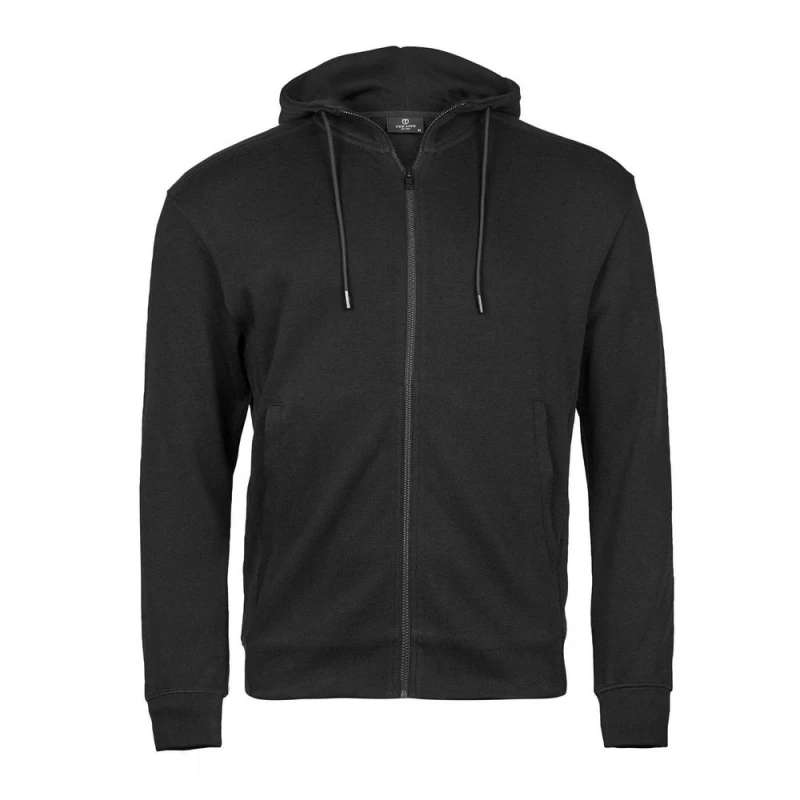 Image of TEE JAYS Mens Interlock Full Zip Hoodie in Black Size: Small Black Male S