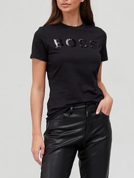 Image of Hugo Boss Sequin Logo T-Shirt Black Size S Women