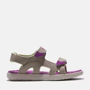 Image of Timberland Perkins Row Double-strap Sandal For Junior In Purple Beige Kids, Size 3.5