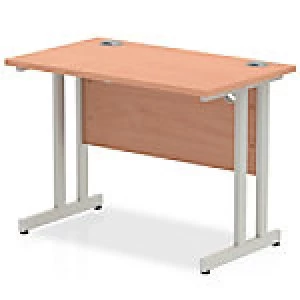 Image of Impulse 1000/600 Rectangle Silver Cantilever Leg Desk Beech