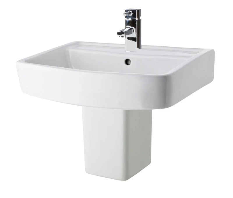 Image of Balterley Square 1 Tap Hole Basin Semi Pedestal 520mm White