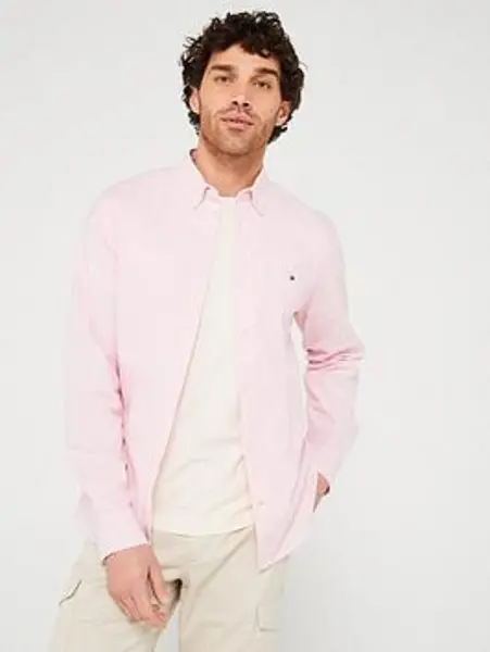 Image of Tommy Hilfiger 1985 Flex Oxford Regular Fit Shirt - Pink