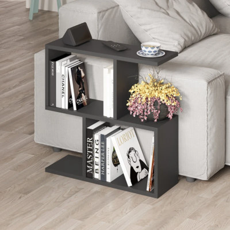 Image of Decortie Homemania Modern Side End Coffee Table Side End Silky Grey Black Multipurpose H 60Cm 5 Tier