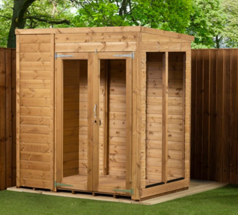 Image of Empire Sheds Empire Pent Summerhouse 6X4 Dipped Treated Tongue And Groove Wooden Garden Shed Double Door (6' X 4' / 6ft X 4ft) (6X4)