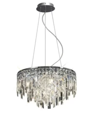 Image of Maddison Ceiling Pendant Round 6 Light Polished Chrome, Crystal