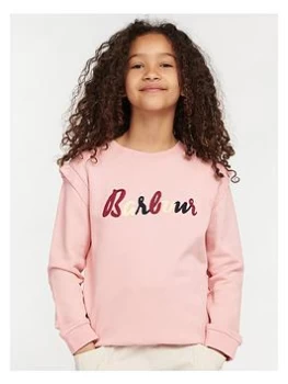Image of Barbour Girls Otterburn Frill Sweat Top - Secret Pink, Secret Pink, Size Age: 10-11 Years, Women