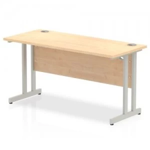 Image of Impulse 1400/600 Rectangle Silver Cantilever Leg Desk Maple