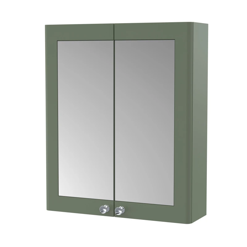 Image of Balterley Classic Wall Hung 2 Soft Close Door Mirror Cabinet Satin Green 600mm Green