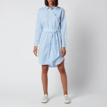 Image of Polo Ralph Lauren Womens Long Sleeve Dress - White/Blue - US 8/UK 12