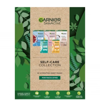 Image of Garnier Sheet Masks Self-Care Collection with 5 Face & Eye Masks