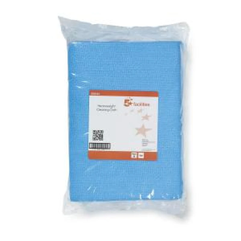 Image of 5 Star facilities 5 Star Facilities Cleaning Cloths Anti-microbial Heavy Duty 76gsm 500x300mm Blue (Pack of 25) 939321