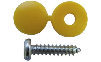 Image of Number Plate Cap & Screw - Yellow PWN099 WOT-NOTS