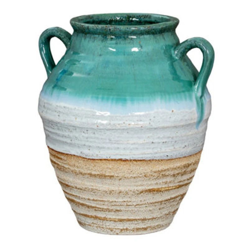 Image of Hill Interiors Fen Amphora Vase - Ceramic - L35 X W35 X H38cm - White