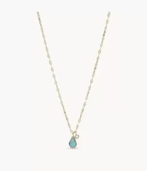 Image of Fossil Women Tranquil Summer Turquoise Blue Stainless Steel Pendant Necklace