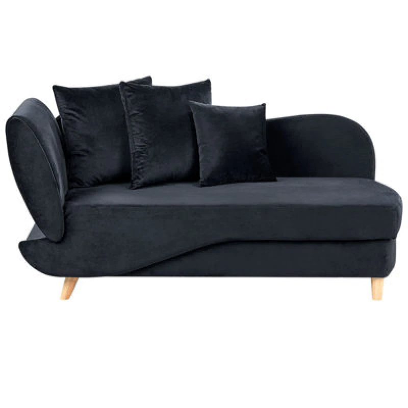 Image of Beliani Left-Hand Chaise Lounge Meri Velvet Black With Storage