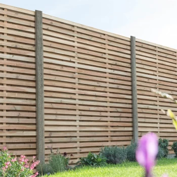 Image of Forest Double Forest Slatted Fence Panel - 6ft - Pack of 5