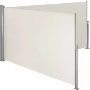 Image of Tectake Double-sided Garden Privacy Screen With Retractable Awnings Cream