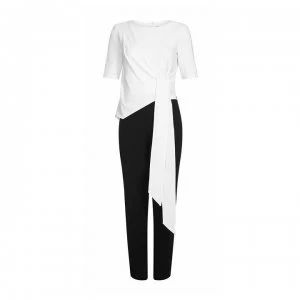 Image of Adrianna Papell Adrianna Contrast Top Jumpsuit Womens - BLACK WHITE