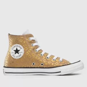 Image of Converse Gold Leopard Glitter Hi Trainers