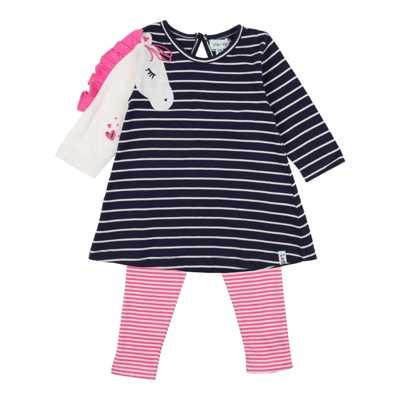 Image of Lilly + Sid Horse Sleeve Dress & Leggings Set Multi