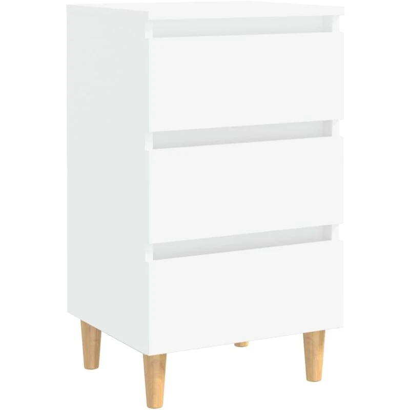 Image of VIDAXL Bed Cabinet with Solid Wood Legs White 40x35x69cm Vidaxl 8720286356968