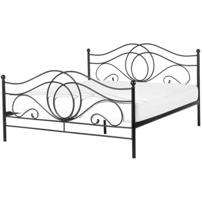 Image of Beliani Bed Metal Lyra 160 X 200 Cm (Eu King Size) Black