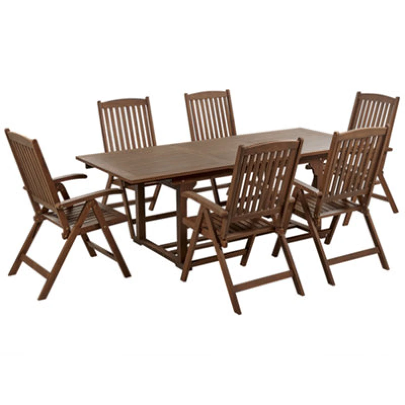 Image of Beliani Garden Dining Set 6 Seater Amantea Acacia Wood Dark Brown