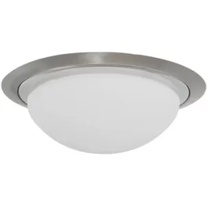 Image of Sienna Ikaro Bowl Semi Flush Ceiling Light Steel Brushed, Chrome Polished, Glass Matt IP44