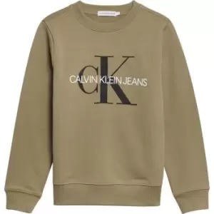 Image of Calvin Klein Jeans Junior Boys Monogram Crew Neck Sweatshirt - Green