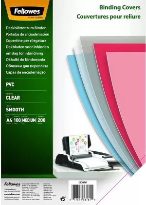 Image of Original GBC A4 Binding Covers PVC 150 Micron Economy Clear Pack of 100 Binding Covers