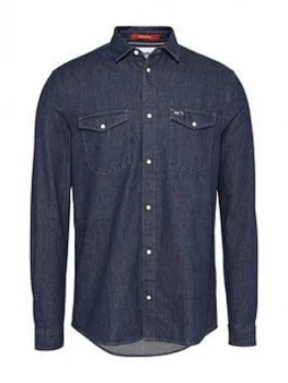 Image of Tommy Jeans Tjm Western Denim Shirt - Denim Blue