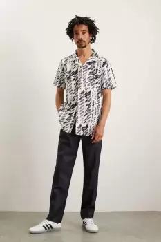 Image of Mens Navy Slim Fit Shadow Check Trousers