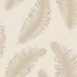 Image of Belgravia Decor Ciara Glitter Feather Cream Textured Wallpaper