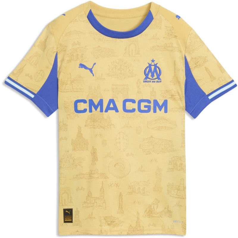 Image of Puma PUMA Olympique Marseille Fourth Shirt 25/26 Juniors Gold/Royal Blue unisex 13 (XL)