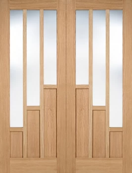 Image of LPD Coventry Panel Unfinished Oak Glazed Internal Door Pair - 1981mm x 1220mm (78 inch x 48 inch)