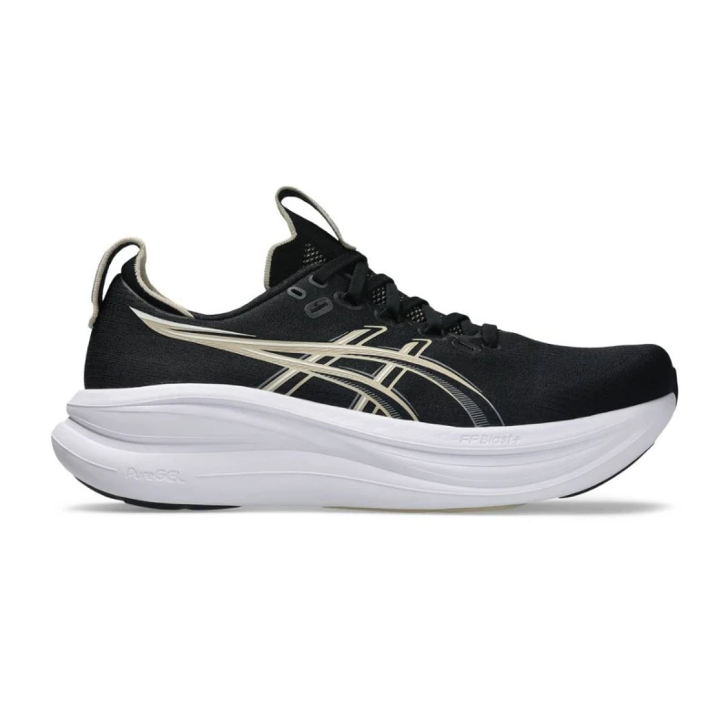 Image of Asics Gel-Nimbus 28 Black Gold SS26 Shoes, Size 44,5 - EUR