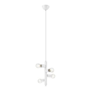 Image of Lamkur Lighting - Linda Modern Multi Arm Pendant Ceiling Light White, 4x E27