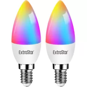 Image of 2 Pack x Smart 4.9W LED Candle Light Bulb rgb E14