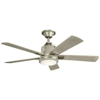 Image of Kichler Colerne 5 Blade 132cm Ceiling Fan with LED Light Brushed Nickel Remote Control - Elstead