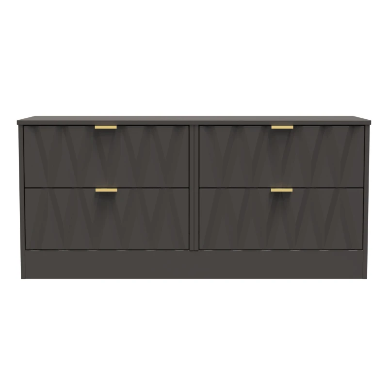 Image of Fiji Ready Assembled White & Oak 5 Drawer Wide Bedside Chest (H)1089mm (W)450mm (D)395mm