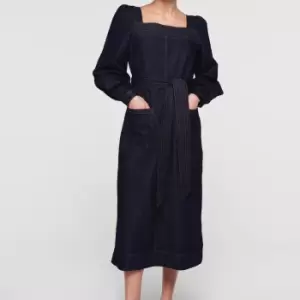 Image of Aligne Womens Hamden Square Neck Dress - Indigo - EU 36/UK 8