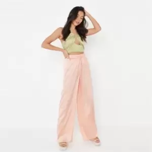 Image of Missguided Leg Satin Trouser - Orange