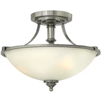 Image of Elstead Truman - 3 Light Semi Flush Ceiling Light Antique Nickel, E27