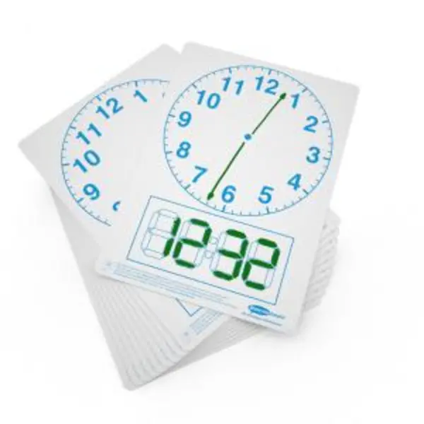 Image of Show-me A4 Clock Face Mini Whiteboards, Pack of 10 Boards CFB10 EPGECFB10
